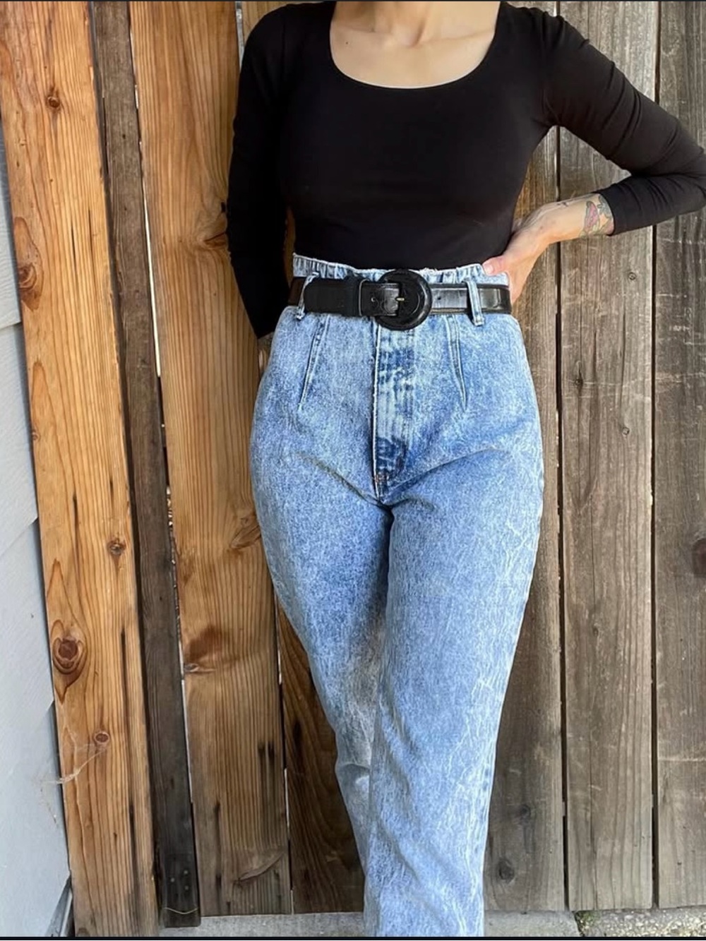 BONGO Vintage High-Rise Acid Wash Jeans in Light Blue